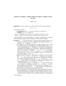 ABSTRACT ALGEBRA 1 COURSE NOTES, LECTURE 10: GROUPS