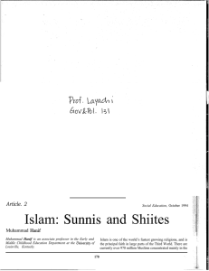 Islam: Sunnis. and Shiites - St. John`s University Unofficial faculty