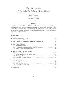 Finite Calculus: A Tutorial - Purdue University :: Computer Science