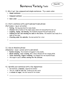 More Sentence Variety Tools - Garnet Valley School District