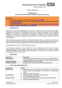 Splenectomy Guideline - Gloucestershire Hospitals NHS Foundation