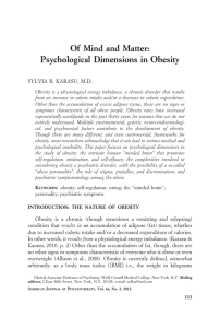 Of Mind and Matter: Psychological Dimensions in Obesity