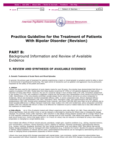 Practice Guideline for the Treatment of Patients With Bipolar