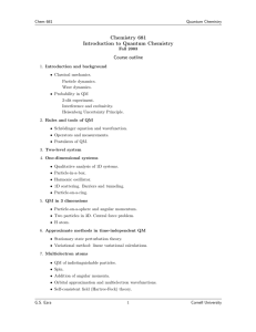 Chemistry 681 Introduction to Quantum