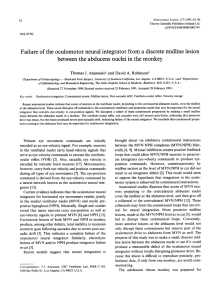 Failure of the oculomotor neural integrator from a discrete midline