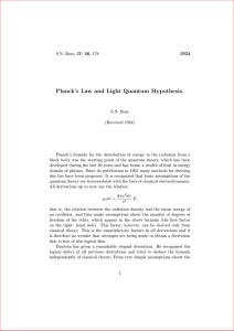Planck`s Law and Light Quantum Hypothesis.