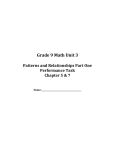 Grade 9 Math Unit 3 Patterns and Relationships Part One