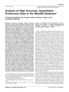 Analysis of High Accuracy, Quantitative Proteomics Data in the