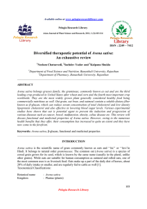 Diversified therapeutic potential of Avena sativa