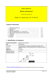 Risk Profile Beta-Sitosterol