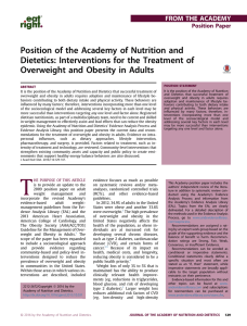 Position of the Academy of Nutrition and Dietetics: Interventions for