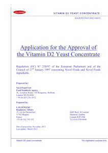 Vitamin D Yeast Dossier - Advisory Committee on Novel Foods and