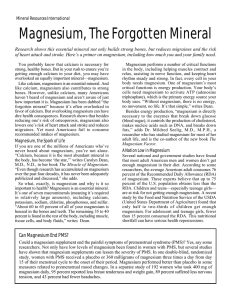 Magnesium, The Forgotten Mineral