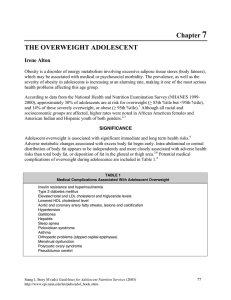 Chapter 7 THE OVERWEIGHT ADOLESCENT