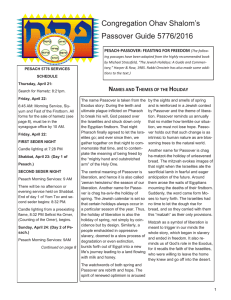 Congregation Ohav Shalom‟s Passover Guide 5776/2016