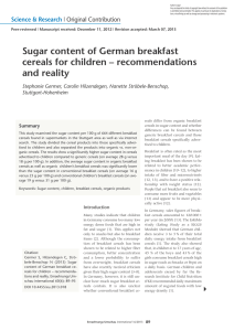 Sugar content of German breakfast cereals for children