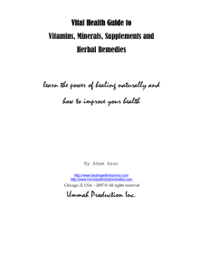 Vital Health Guide to Vitamins, Minerals, Supplements and
