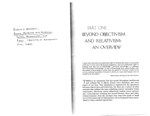 Richard Bernstein, “Beyond Objectivism and Relativism: An Overview.”