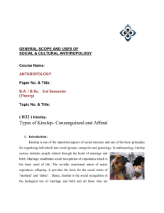 Types of Kinship- Consanguineal and Affinal - e