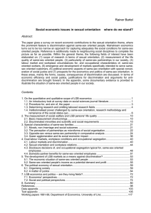 Rainer Bartel Social economic issues in sexual orientation – where