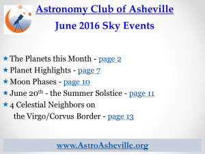 Astronomy Club of Asheville June 2016 Sky Events