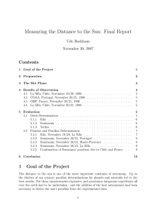 Measuring the Distance to the Sun: Final Report