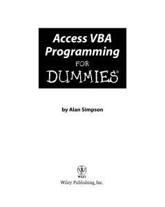 Access VBA Programming For Dummies – Pace