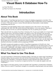 Visual Basic 6 Database How-To Introduction About This Book