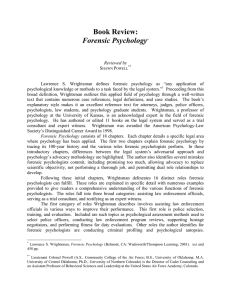 Book Review: Forensic Psychology - United States Air Force Academy