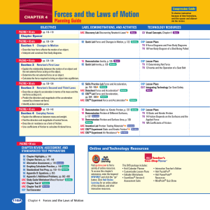 Forces and the Laws of Motion Planning Guide CHAPTER 4