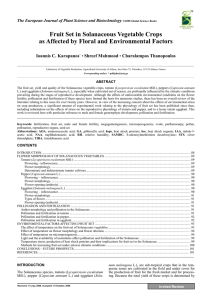 Fruit Set in Solanaceous Vegetable Crops as Affected by Floral and