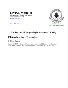 A Review on Warszewiczia coccinea (Vahl) Klotzsch – the `Chaconia`