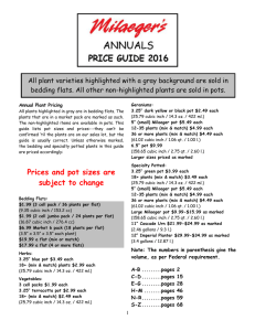 Prices and pot sizes are subject to change