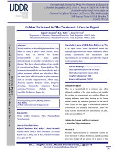 Golden Herbs used in Piles Treatment: A Concise Report  Rajani Chauhan