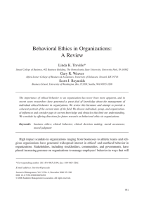Behavioral Ethics in Organizations: A Review