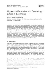 Beyond Utilitarianism and Deontology: Ethics in Economics