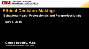 Ethical Decision-Making: - Center for Applied Behavioral Health Policy