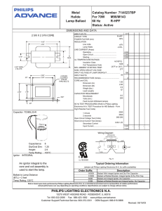 Metal Halide Lamp Ballast Catalog Number 71A5237BP For 70W