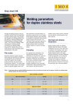 Welding parameters for duplex stainless steels