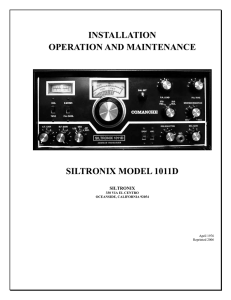 installation operation and maintenance siltronix model 1011d