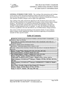 Battery Charger Deltran Model 12V125A