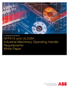 NFPA79 and UL508A Industrial Machinery Operating Handle