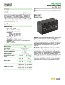 Sealed Lead Acid Battery 12.0 VDC, 7.2 Ah - Dual-Lite