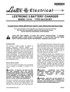LESTRONIC II BATTERY CHARGER
