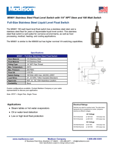 Full-Size Stainless Steel Liquid Level Float Switch