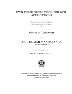 UWB PULSE GENERATION FOR GPR APPLICATIONS