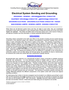 Electrical System Bonding and Grounding