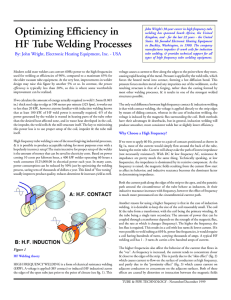 Optimizing efficiency in high frequency tube welding
