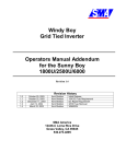Windy Boy Grid Tied Inverter Operators Manual Addendum for the