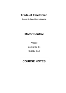 Trade of Electrician Motor Control COURSE NOTES